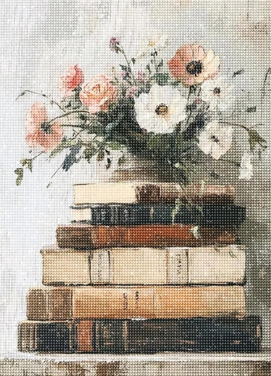 Diamond Art Kits for Adults,Book and Flower 5D Diamond Painting Kits for Adults, DIY Paint by Diamonds,Full Drill Round Diamond Gem Art Painting, for Home Wall Art Decor 11.8 X 15.7 inch